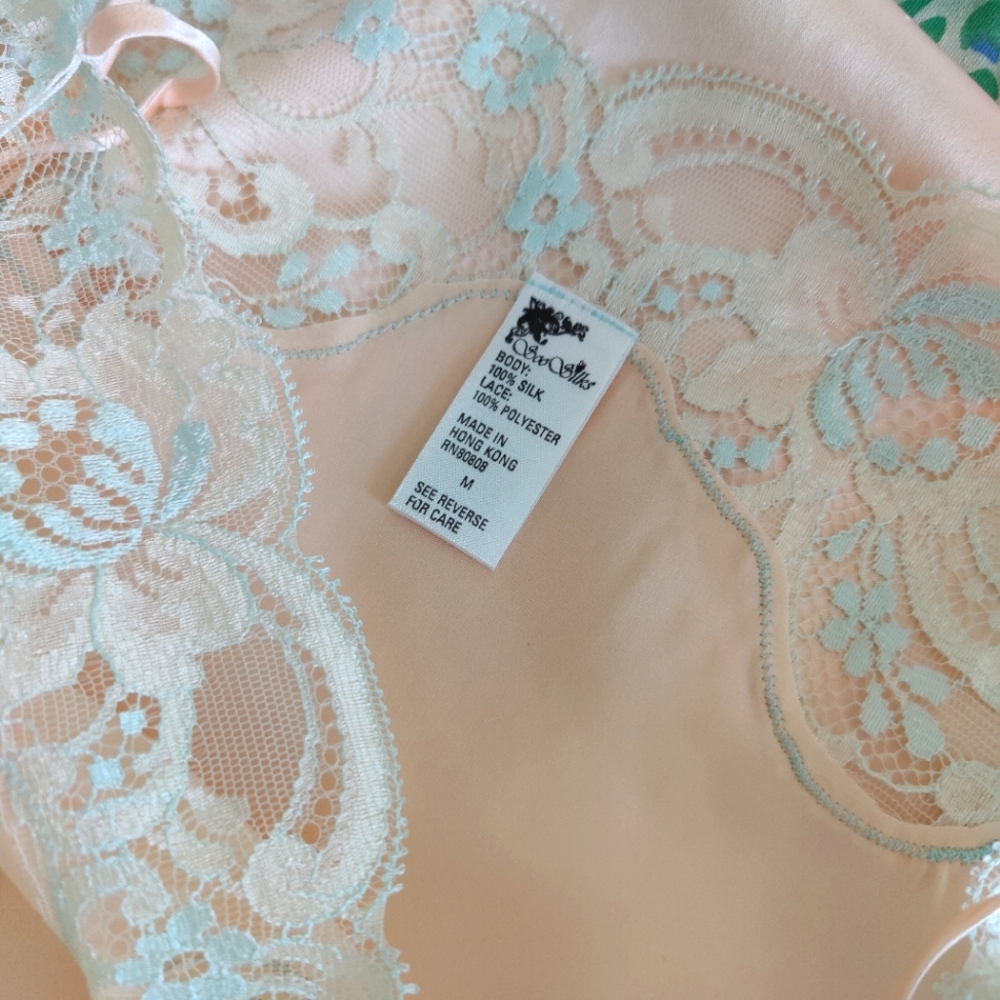NWT Vintage Silk Maxi Dress | Satin Silk Lingerie Nightgown- Peach - Picture 6 of 6